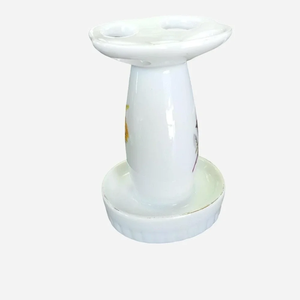 Yellow Vintage Rose Toothbrush Holder